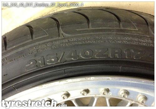 An example of tyre stretch: 215/40 R17 on 9.5J – DUNLOP