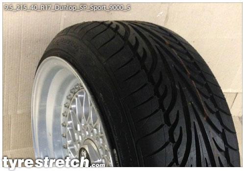 An example of tyre stretch: 215/40 R17 on 9.5J – DUNLOP