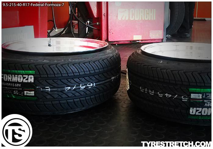 An example of tyre stretch: 215/40 R17 on 9.5J – FEDERAL