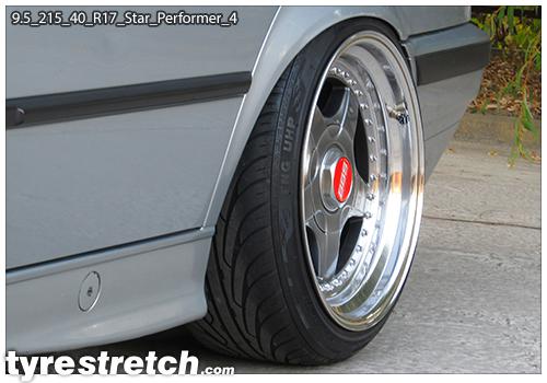 An example of tyre stretch: 215/40 R17 on 9.5J – STAR PERFORMER