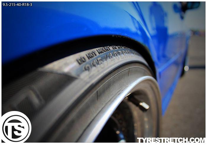 An example of tyre stretch: 215/40 R18 on 9.5J