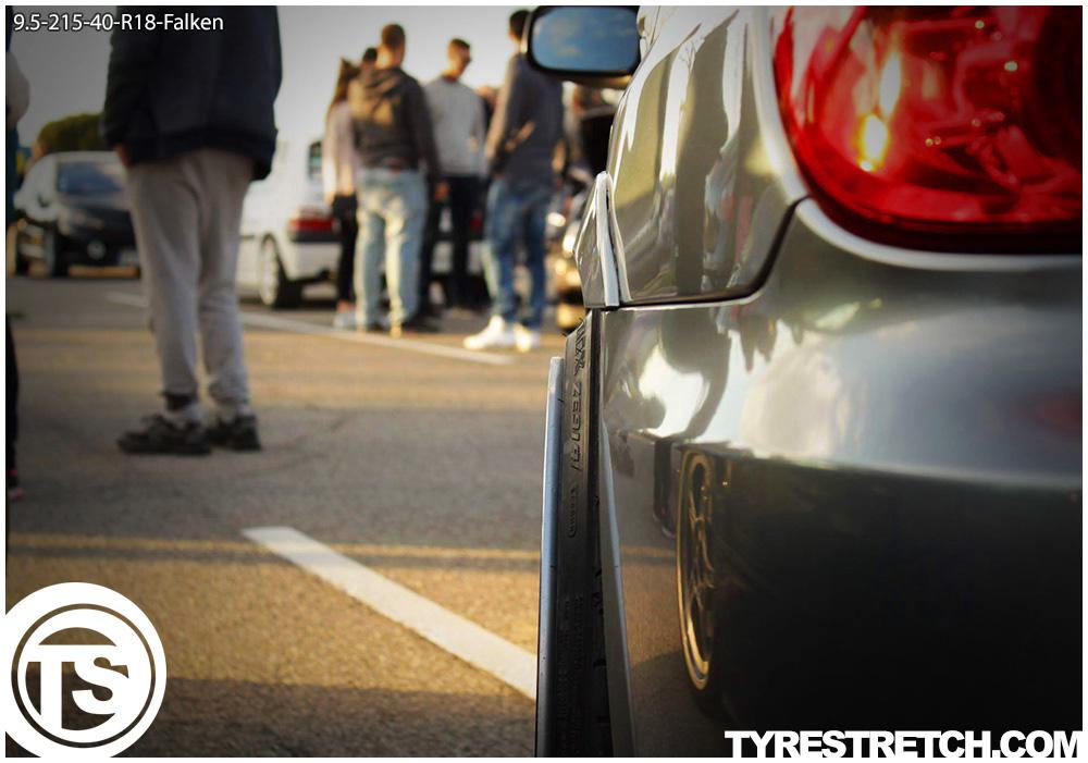 An example of tyre stretch: 215/40 R18 on 9.5J – FALKEN