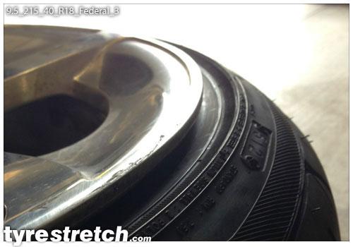 An example of tyre stretch: 215/40 R18 on 9.5J – FEDERAL
