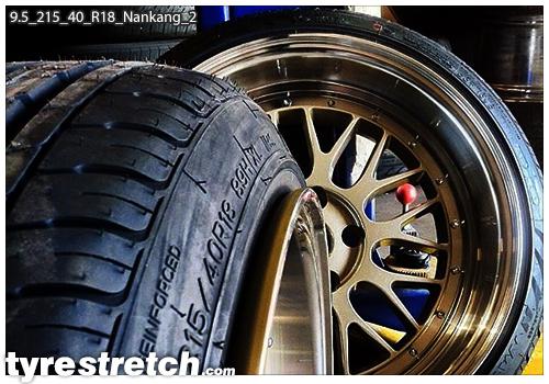 An example of tyre stretch: 215/40 R18 on 9.5J – NANKANG