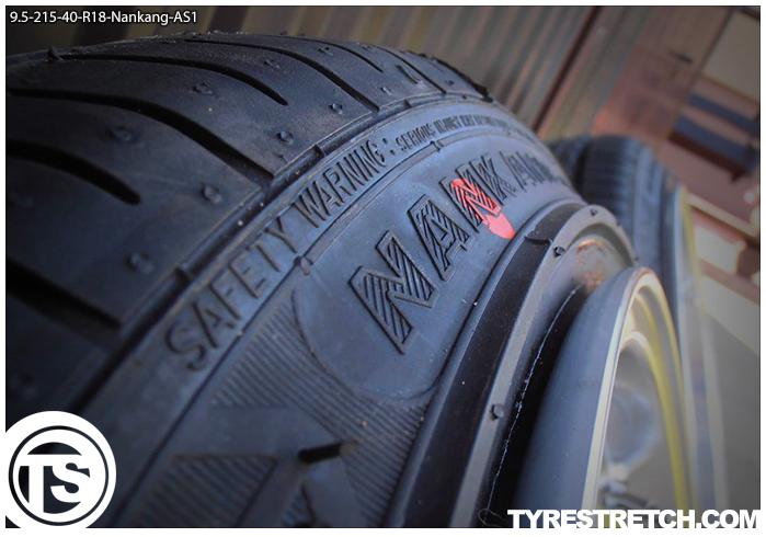 An example of tyre stretch: 215/40 R18 on 9.5J – NANKANG