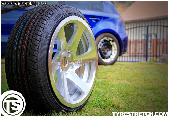An example of tyre stretch: 215/40 R18 on 9.5J – NANKANG