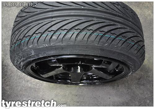 An example of tyre stretch: 215/45 R17 on 9.5J