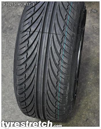 An example of tyre stretch: 215/45 R17 on 9.5J