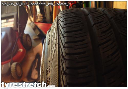 An example of tyre stretch: 215/45 R17 on 9.5J – CONTINENTAL