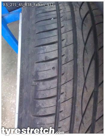 An example of tyre stretch: 215/45 R18 on 9.5J – FALKEN
