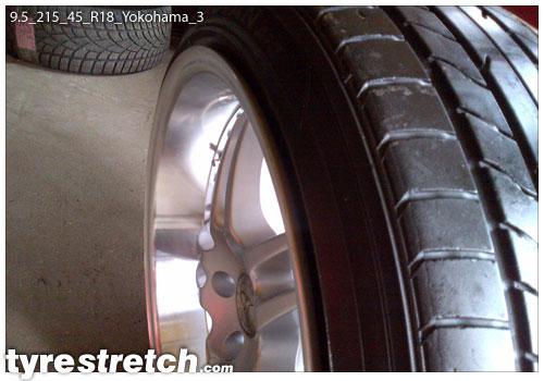 An example of tyre stretch: 215/45 R18 on 9.5J – YOKOHAMA
