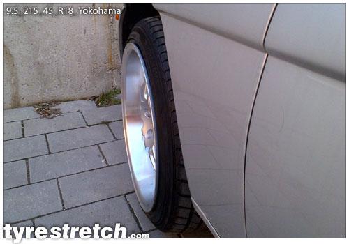 An example of tyre stretch: 215/45 R18 on 9.5J – YOKOHAMA