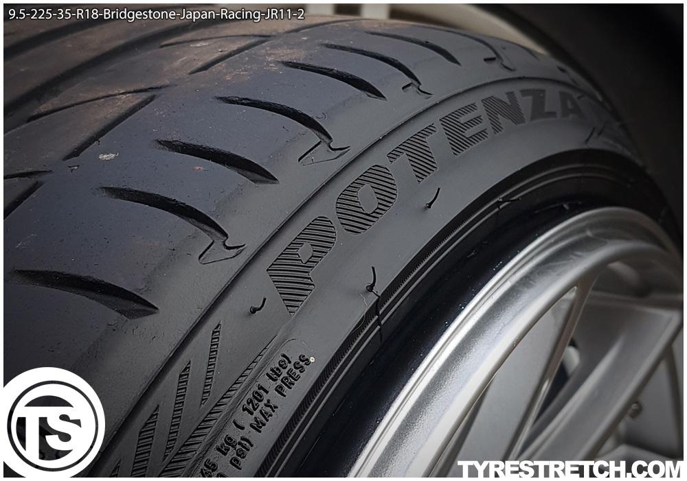 An example of tyre stretch: 225/35 R18 on 9.5J – BRIDGESTONE (JAPAN RACING)