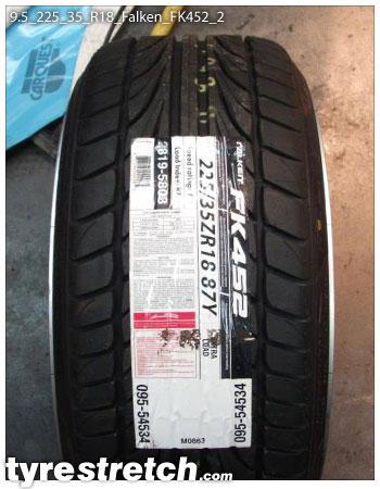 An example of tyre stretch: 225/35 R18 on 9.5J – FALKEN