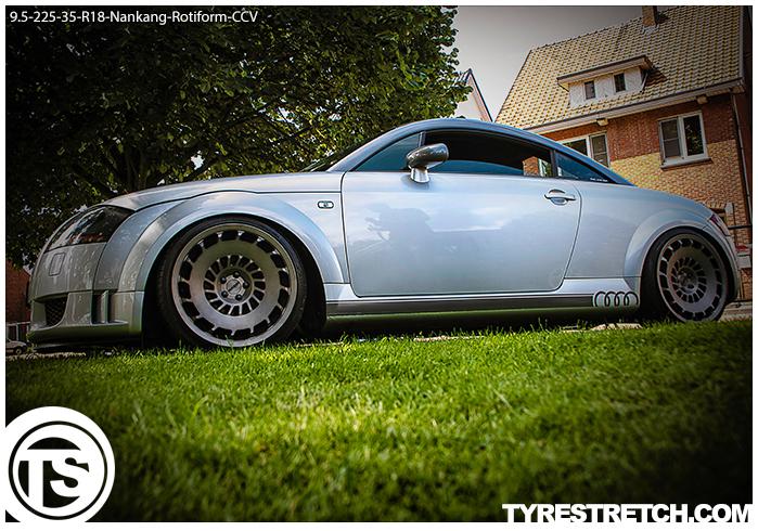 An example of tyre stretch: 225/35 R18 on 9.5J – NANKANG (ROTIFORM)