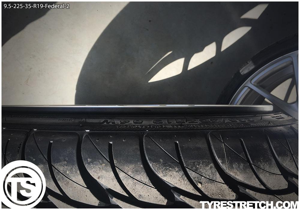 An example of tyre stretch: 225/35 R19 on 9.5J – FEDERAL