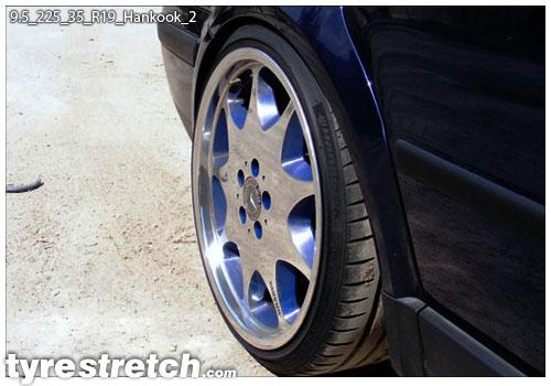 An example of tyre stretch: 225/35 R19 on 9.5J – HANKOOK