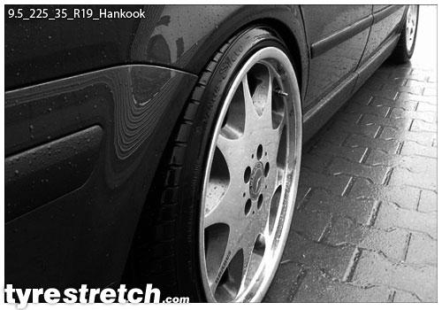 An example of tyre stretch: 225/35 R19 on 9.5J – HANKOOK