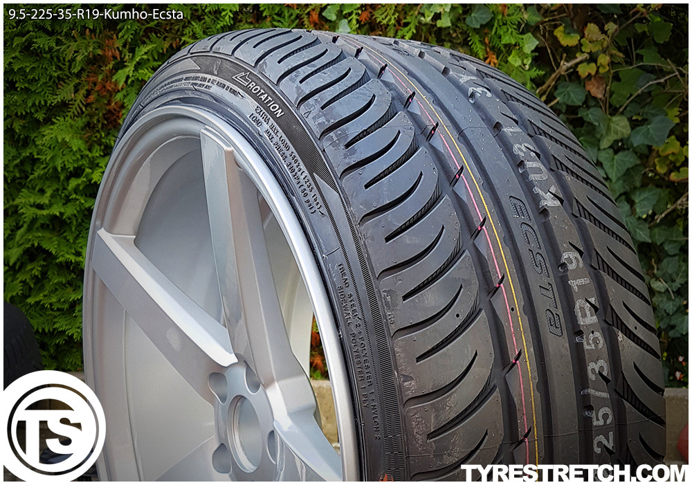 An example of tyre stretch: 225/35 R19 on 9.5J – KUMHO