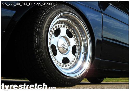 An example of tyre stretch: 225/40 R14 on 9.5J – DUNLOP