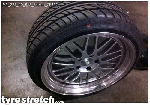 An example of tyre stretch: 225/40 R18 on 9.5J – FALKEN