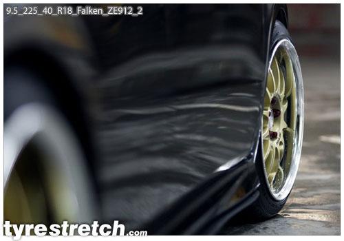 An example of tyre stretch: 225/40 R18 on 9.5J – FALKEN
