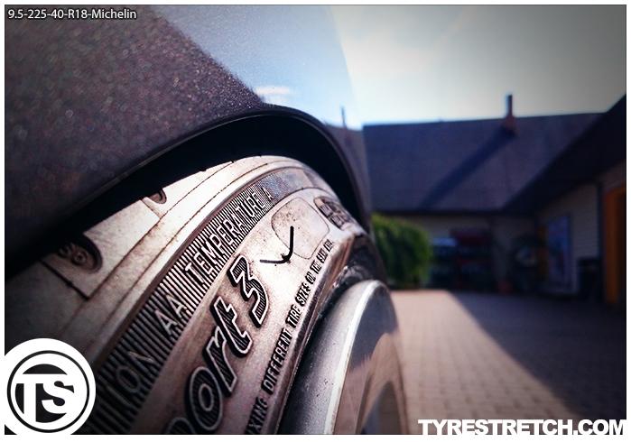 An example of tyre stretch: 225/40 R18 on 9.5J – MICHELIN