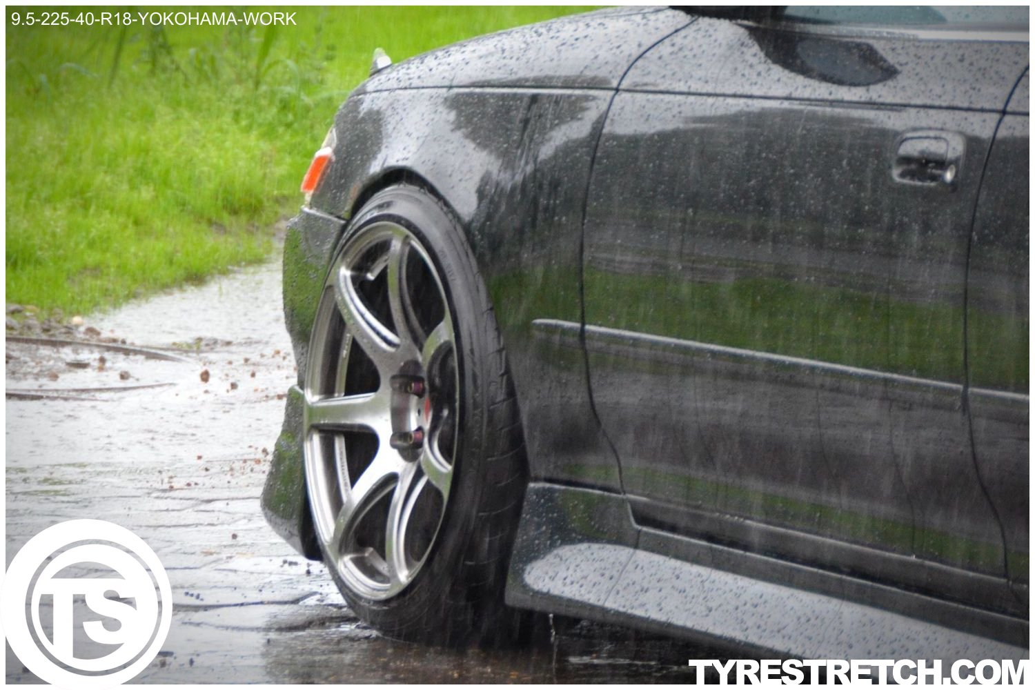 An example of tyre stretch: 225/40 R18 on 9.5J – YOKOHAMA (WORK)