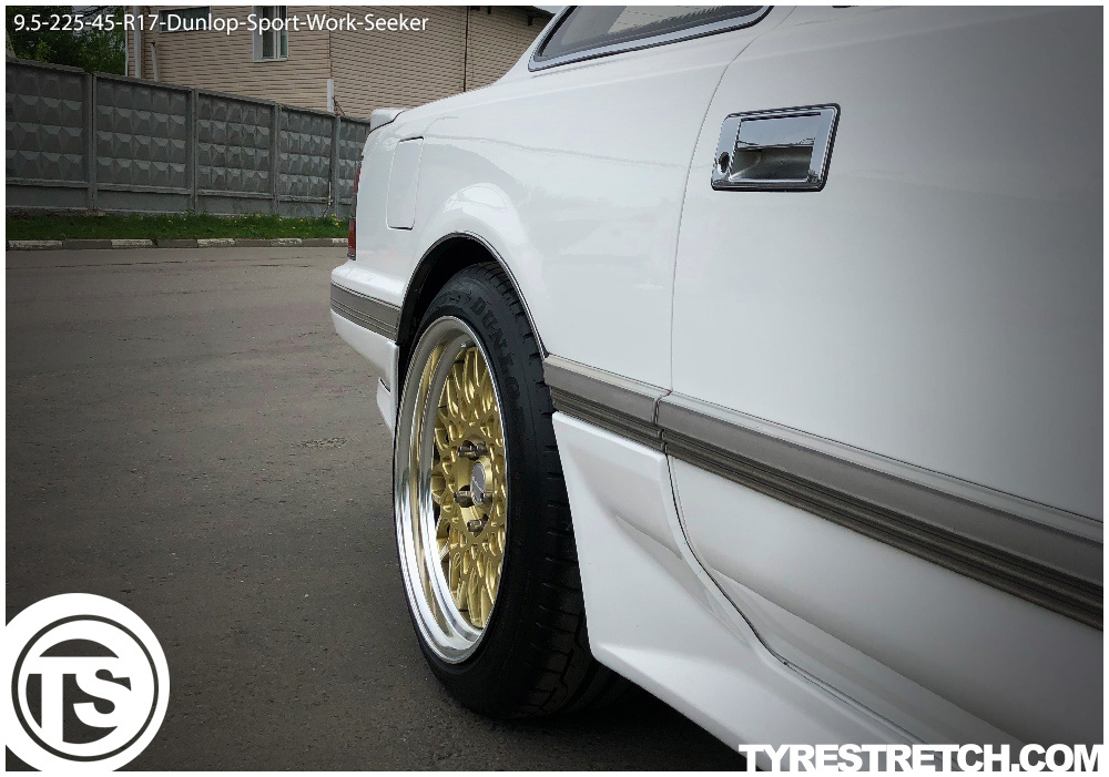 An example of tyre stretch: 225/45 R17 on 9.5J – DUNLOP (WORK)