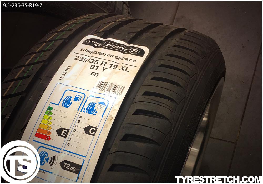 An example of tyre stretch: 235/35 R19 on 9.5J