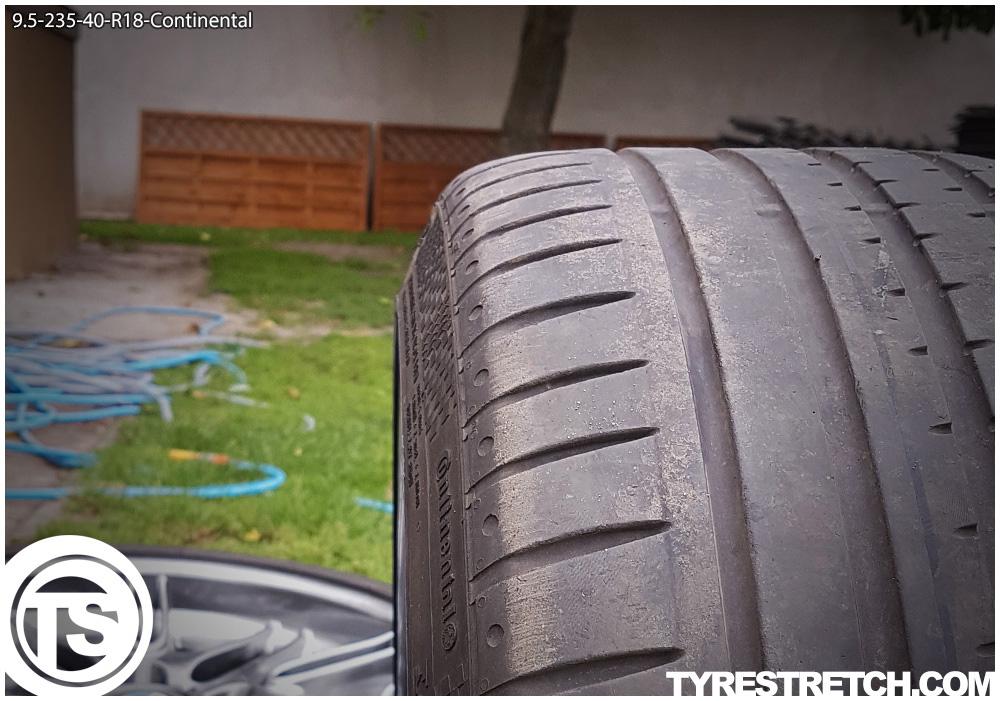 An example of tyre stretch: 235/40 R18 on 9.5J – CONTINENTAL