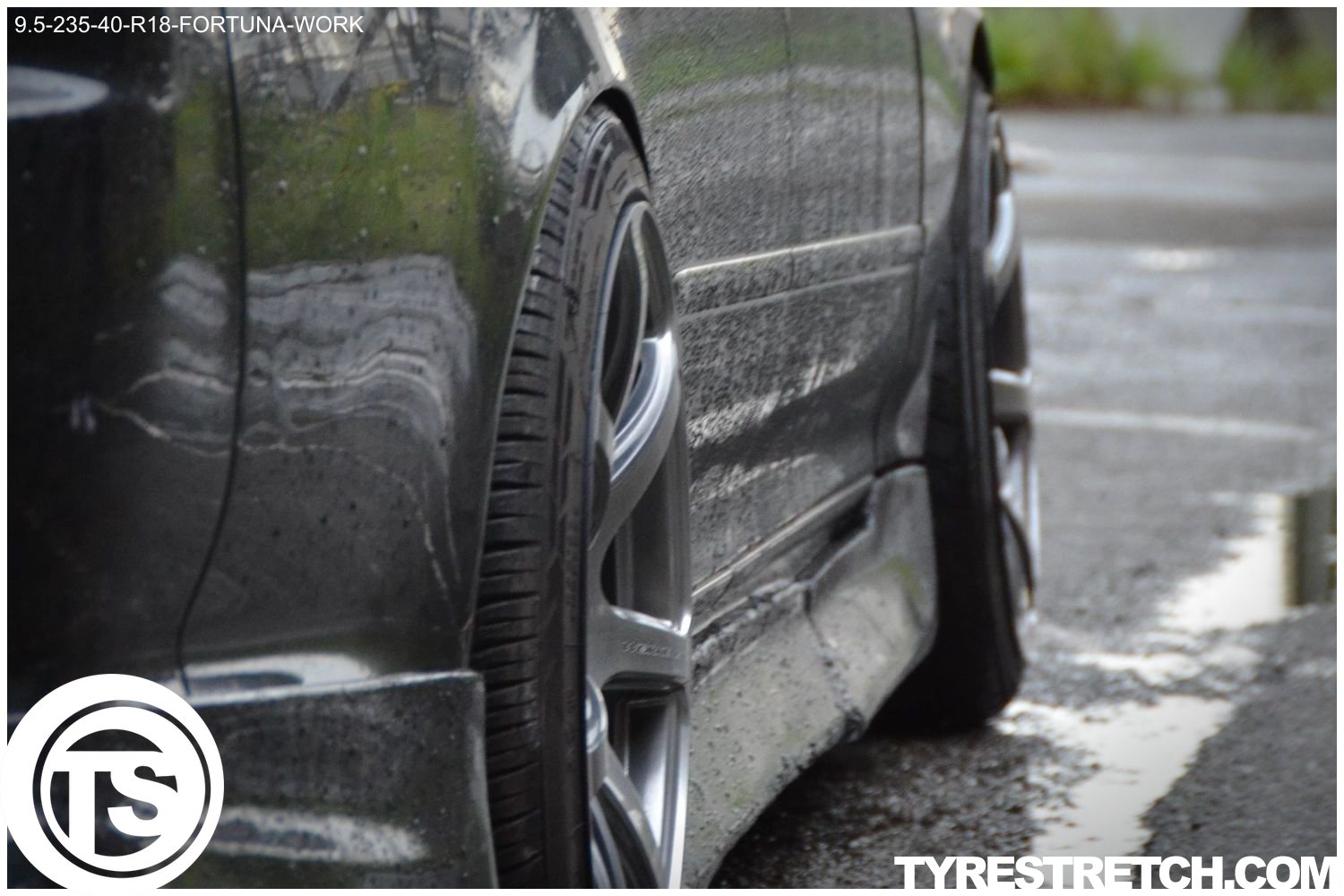 An example of tyre stretch: 235/40 R18 on 9.5J – FORTUNA (WORK)