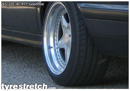 An example of tyre stretch: 235/45 R17 on 9.5J – GOODYEAR