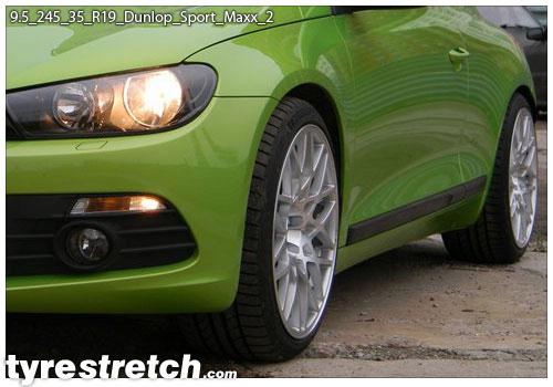 An example of tyre stretch: 245/35 R19 on 9.5J – DUNLOP