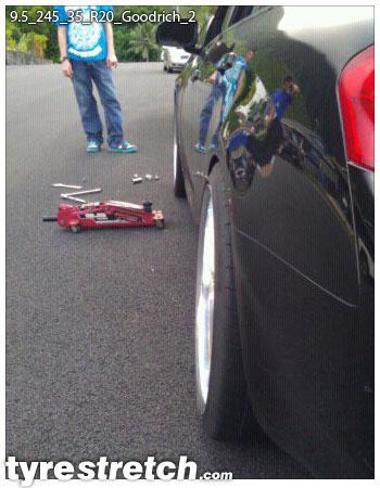 An example of tyre stretch: 245/35 R20 on 9.5J – GOODRICH