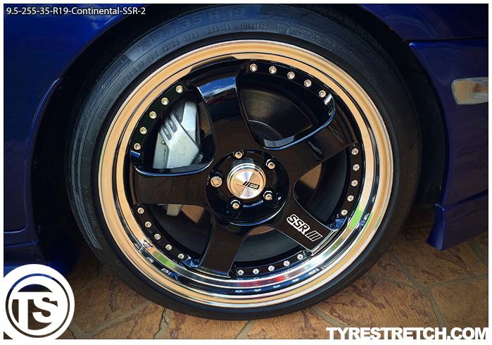 An example of tyre stretch: 255/35 R19 on 9.5J – CONTINENTAL (SSR)