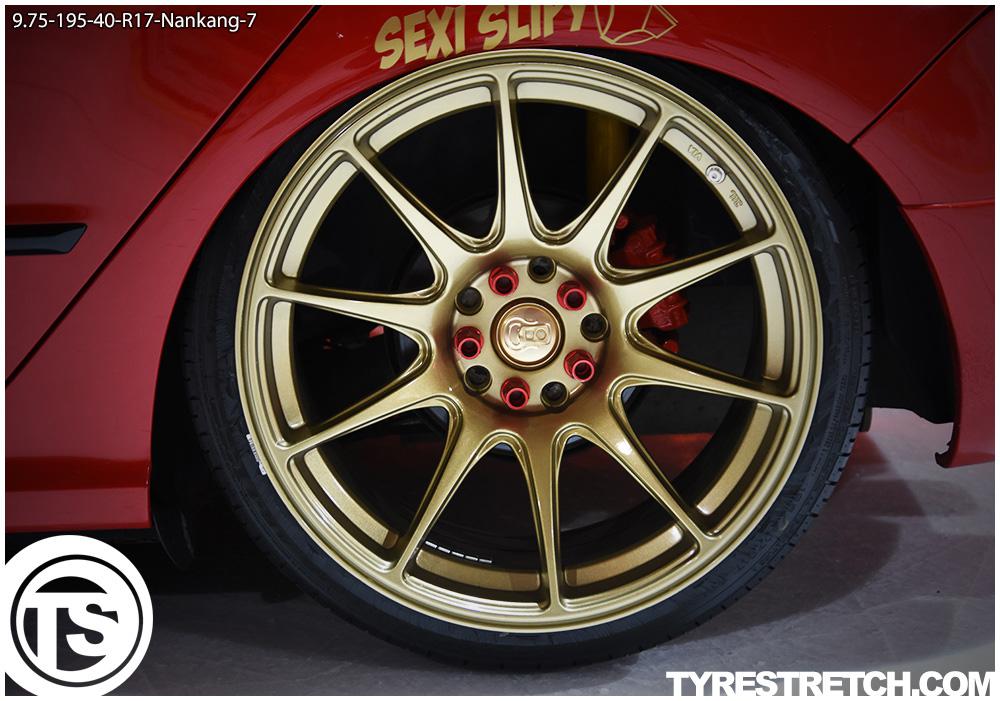 An example of tyre stretch: 195/40 R17 on 9.75J – NANKANG