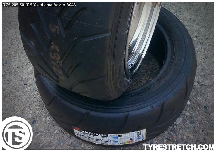 An example of tyre stretch: 205/50 R15 on 9.75J – YOKOHAMA