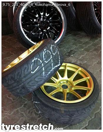 An example of tyre stretch: 225/40 R18 on 9.75J – YOKOHAMA